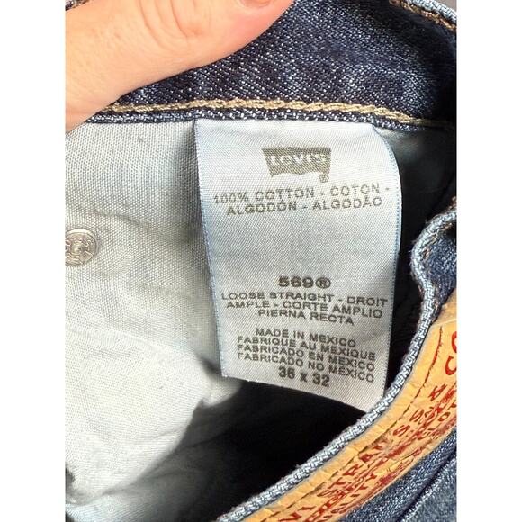 Levis 569 Jeans Mens 36x30 Blue Denim Baggy Loose Straight Relaxed Grunge Y2K - Picture 7 of 10